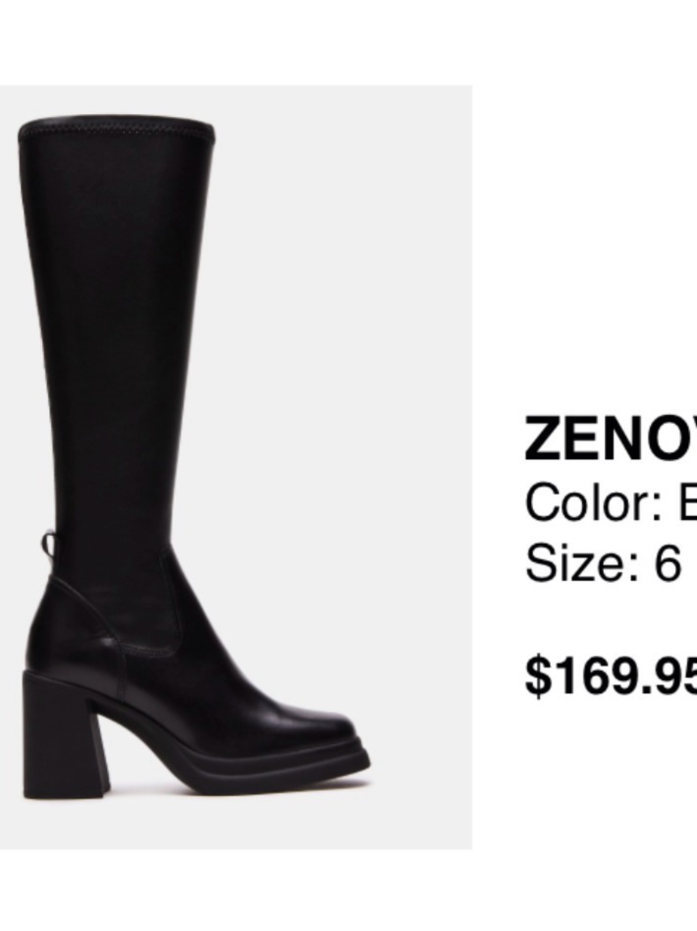 Steve Madden Black Women's High Block Heel Platform Knee Boots Size 6 - Picture 8 of 8